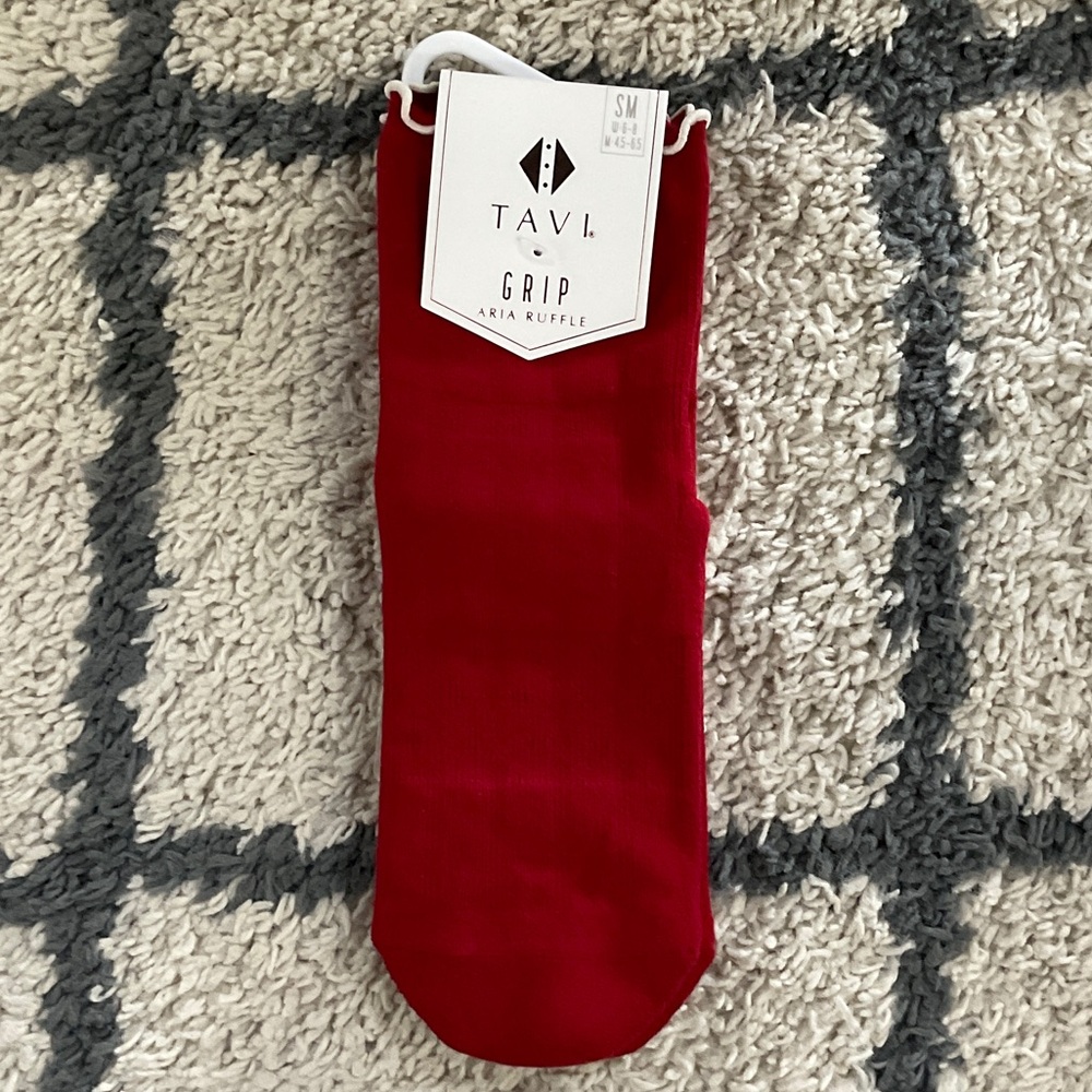 Pure Barre Red Ruffle Grip Socks